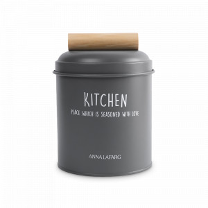 Банка для сыпучих продуктов, 1 л, cталь жестяная, дерево, серый, серия Local, ANNA LAFARG, Китай, Банки для хранения чая