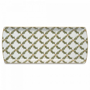 Блюдо прямоугольное Еловые ветви, 35 х 15 см, фарфор, белый, декор, серия Rosita, Pozzi Milano 1876, Италия, Прямоугольные блюда для сервировки