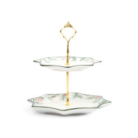 Этажерка 2-х ярусная «Еловые ветки», 25 х 20/24 см, керамика/металл, белый, зеленый, серия Festival, ANNA LAFARG, Китай_00821150048631589212.jpg