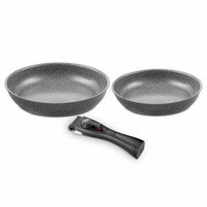 Набор из 2-х сковород с антипригарным покрытием и 1 съемной ручки, 24 и 28 см, алюминий, серый, серия Torre, BALLARINI, Италия, BALLARINI (Италия)