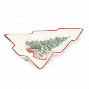 Блюдо фигурное «Лошадка у елки», 30 х 27 см, керамика, белый, красный, серия Festival, ANNA LAFARG, Китай, Скидка до -20% на бренд ANNA LAFARG