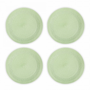 Набор из 4-х подстановочных круглых салфеток, 38 см, полипропилен, зеленый, серия Patio, WO HOME, Германия, Салфетки подстановочные