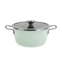 Кастрюля низкая с крышкой, 24 см, сталь, стеклоэмаль, мятный, серия Nordic Mint, VITRINOR, Испания, 