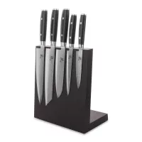 Набор из 5-ти кухонных ножей на подставке из дуба, серия RAN, YAXELL, Япония, 