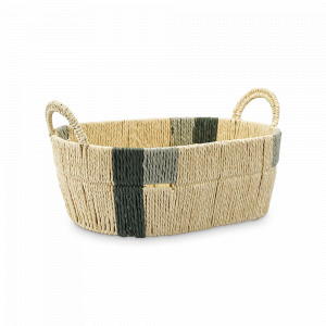 Корзина плетеная овальная Bodhran Sage, размер S, шпагат, металл, бежевый, зеленый, серия Ethnic, TKANO, Россия, Органайзеры для хранения