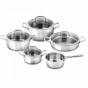 Набор посуды из нержавеющей стали с толстым дном из 5-ти предметов, 3-х слойная нержавеющая сталь, серия Forza, ARCOS, Испания, Наборы кастрюль с крышками