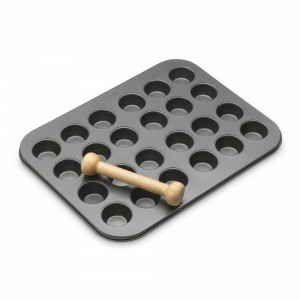 Форма для выпечки 24 мини-корзинок с пестиком,  35 x 27 см, сталь, дерево, антрацит, серия MasterClass, KITCHEN CRAFT, Великобритания, Посуда из нержавеющей стали