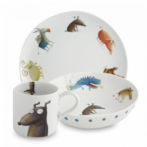 Набор детской посуды «Жил-был пёс», 3 предмета, фарфор, декор, VISTA ALEGRE, Португалия, Наборы детской посуды из 3 предметов