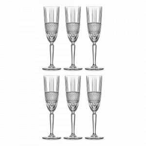Набор из 6-ти бокалов для шампанского, 190 мл, хрустальное стекло, серия Brillante, RCR, Италия, Бокал-флейта для шампанского