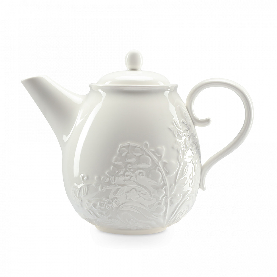 Чайник заварочный, 1.3 л, фарфор, белый, рельеф, серия English gardens, LIBERTY JONES, Китай