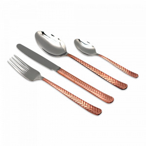 Набор столовых приборов 24 предмета, на 6 персон, сталь, серия Straw Copper, HERDMAR, Португалия, Наборы столовых приборов 24 предмета