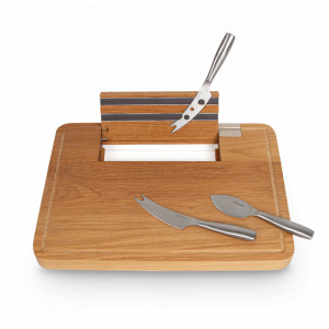 Набор для сыра: доска и 3 ножа, 34 х 25 см, нержавеющая сталь, дуб, серия Монако+, BOSKA, Нидерланды, Набор ножей для сыра