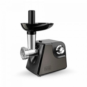 Мясорубка, 1000 Вт, нержавеющая сталь, пластик, черный, BLACK+DECKER, США, Мясорубки