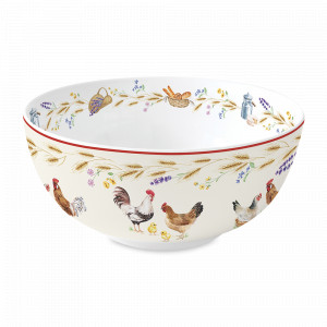 Салатник , 23 см, 2.5 л, фарфор, белый, декор, серия Country Life, EASY LIFE (R2S), Италия, EASY LIFE R2S (Италия)