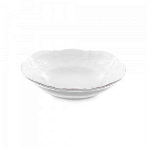 Салатник порционный, 16 см, фарфор, белый, серебристый, серия Платиновый узор, BERNADOTTE, Чехия, BERNADOTTE (Чехия)