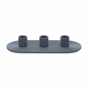 Подсвечник для 3 свечей, 24 х 10.5 см, керамика, темно-синий, серия Essential, TKANO, Россия, Подсвечники и канделябры