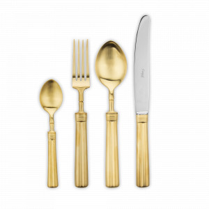 Набор столовых приборов на 12 персон, 130 предметов, нержавеющая сталь 18/10, золотистый, серия Fontainebleau, CUTIPOL, Португалия, Подарочные столовые приборы
