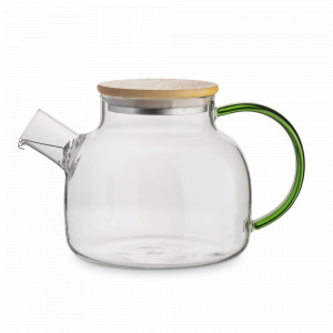 Чайник заварочный Лимон, 1 л, стекло, дерево, зеленая ручка, серия Lemon, ANNA LAFARG, Китай, НОВИНКИ