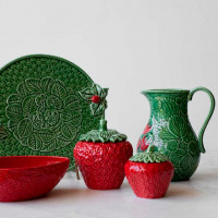 Блюдо для сыра «Земляника», 32 см, керамика, зеленый, серия Земляника, Bordallo Pinheiro, Португалия_00804080065937394936.jpg