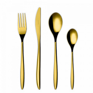 Набор столовых приборов 24 предмета, на 6 персон, нержавеющая сталь 18/10, золотистый, серия Vinci, HERDMAR, Португалия, Подарочные столовые приборы