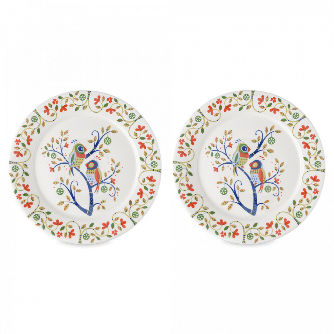 Набор из 2-х обеденных тарелок Love Birds, 28 см, фарфор, белый, декор, серия Birds of Paradise, LIBERTY JONES, Россия