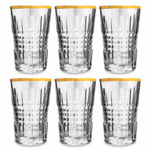 Набор из 6-ти стаканов для воды Gold, 360 мл, хрустальное стекло, позолота, серия Rendez-vous, CRISTAL D ARQUES, Франция, Стаканы для воды