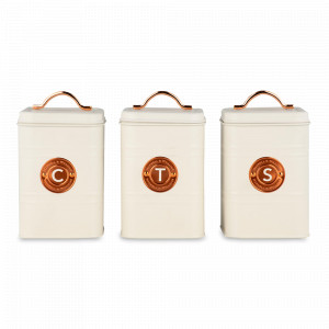 Набор из 3-х банок для сыпучих продуктов, 1.45 л, сталь, кремовый, серия Grandham, MAXWELL WILLIAMS, Австралия, Наборы посуды Maxwell Williams