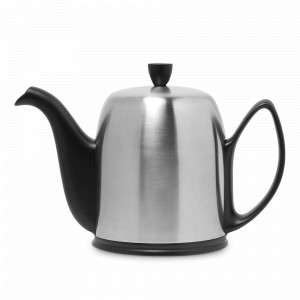 Чайник заварочный с колпаком, 1,3 л, фарфор, нержавеющая сталь, черный, серия Salam, GUY DEGRENNE, Франция, GUY DEGRENNE (Франция)