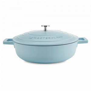 Кастрюля с крышкой низкая, 4 л, 28 см, литой алюминий, голубой, серия MasterClass, KITCHEN CRAFT, Великобритания, Посуда алюминиевая