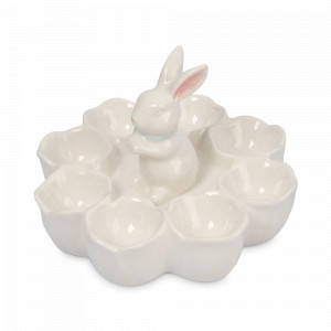 Блюдо для яиц, 18 см, 8 ячеек, керамика, белый, декор, серия Bunny, ANNA LAFARG, Китай, Bunny ANNA LAFARG