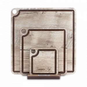 Набор сервировочных досок, 3 штуки, на подставке, дуб светлый, композитный материал, серия ProFashion, ComposeEat, Россия, Сервировочные доски