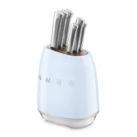 Набор из 6-ти ножей на подставке, нержавеющая сталь, пластик, пастельный голубой, SMEG, Италия, 