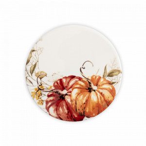 Подставка круглая под кружку «Тыквы», 11 см, керамика/пробка, белый декор, серия Light Pumpkin, ANNA LAFARG, Китай, Бирдекели