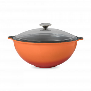 Казан с крышкой, 6,2 л, 30 см, чугун, оранжевый, LAVA, Турция, Казаны