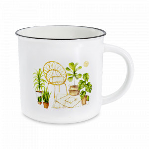 Кружка Релакс, 380 мл, фарфор, белый, декор, серия Идиллия, HOME &amp; STYLE, Китай, HOME & STYLE (Италия)