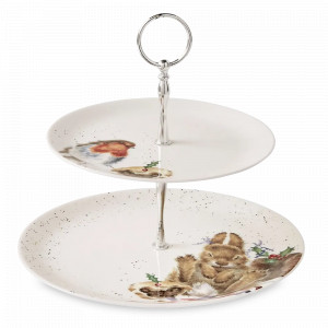 Этажерка двухъярусная «Кролик Банни», 26.7 см, костяной фарфор, металл, белый, декор, серия Wrendale Designs, ROYAL WORCESTER, Великобритания, ROYAL WORCESTER (Великобритания)