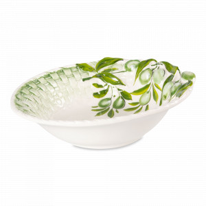 Салатник порционный, 16 см, керамика, белый, зеленый, серия Оливки, EDELWEISS, Италия, Скидки -30% на керамику EDELWEISS
