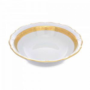 Салатник Матовая полоса, 23 см, фарфор, белый, золотой, серия Мария-Тереза, REPAST, Чехия, Мария-Тереза REPAST