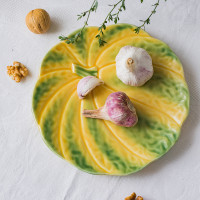 Тарелка закусочная «Тыква», 22 см, керамика, желтый, зеленый, серия Тыква, Bordallo Pinheiro, Португалия_00805890064943367464.jpg