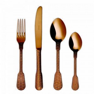 Набор столовых приборов 24 предмета, на 6 персон, нержавеющая сталь 18/10, медный, серия Osier, HERDMAR, Португалия, Подарочные столовые приборы