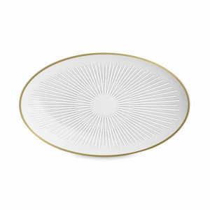 Блюдо овальное Gold, 24 х 13 см, фарфор, белый, золотой, серия Nastia, FALKENPORZELLAN, Германия, Блюда из фарфора