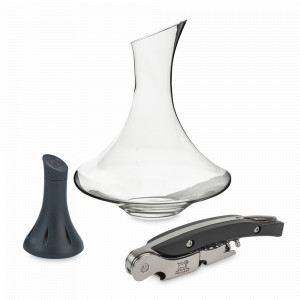 Декантер для молодых вин, 750 мл, 24 см, в набор входит штопор и шарики для очистки декантера, серия Evolution, PEUGEOT VIN, Франция, Декантеры