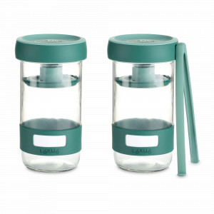 Набор для маринадов, 5 предметов, 700 мл, силикон, стекло, зеленый, LEKUE, Испания, Бутылки для масла и уксуса, гейзеры