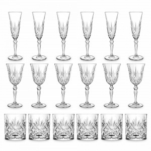 Набор из 18-ти бокалов, 270 160 340 мл, хрустальное стекло, серия Melodia, RCR, Италия, RCR Cristalleria Italiana (Италия)