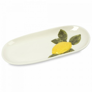 Блюдо сервировочное овальное Лимон, 32 х 16 см, фарфор, белый, декор, серия Palermo, ANNA LAFARG, Китай, НОВИНКИ