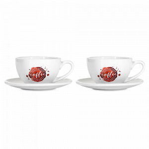 Набор из 2 кофейных пар для латте «Брызги кофе», 240 мл, фарфор, белый, KOENITZ, Германия, Кофейные наборы