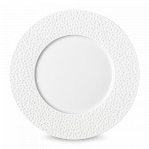 Тарелка десертная PERLES DE ROSEE, 24 см, фарфор, белый, рельеф, серия Collection L, GUY DEGRENNE, Франция, Collection L GUY DEGRENNE