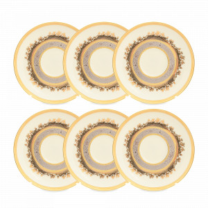 Набор из 6-ти блюдец для чайной чашки Cream Gold GP, 15 см, фарфор, бежевый, золотой, серия Constanza 9320, FALKENPORZELLAN, Германия, Скидка до -30% на фарфор FALKENPORZELLAN