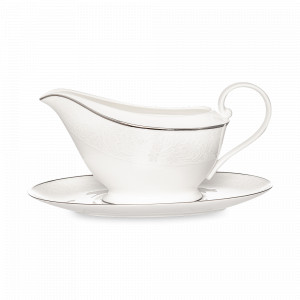 Соусник на подставке, 560 мл, костяной фарфор, белый, рельеф, серия Рошель, NARUMI, Япония, NARUMI (Япония)