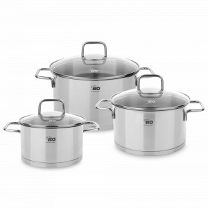 Набор посуды 6 предметов: 3 кастрюли ( 1.7л, 3.4л, 5.8л), 3 стеклянные крышки, серия Citrin, ELO, Германия, Скидка -20 % на посуду ELO